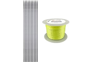 ‎FRONTTOOL FRONTTOOL Schnureisen 10 Stück Set 1m, Ø18mm - Inklusive GRATIS Maurerschnur 30m, Schnurnagel & Richtschnur, Ideal für Bauarbeiten