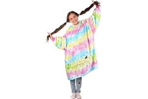 CATALONIA CLASSY Couverture à capuche en polaire surdimensionnée, couverture à capuche douce et chaude avec grande poche avant pour enfants, adolescents, filles, garçons, chat bleu