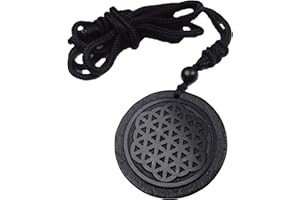 CHYIFSHIYM Shungite Flower of life Pendant Necklace - Chakra Balance - Handcrafted Constellations Jewelry - Healing Crystal Protection Necklace - Energy Harmony