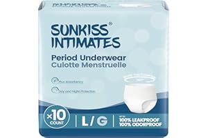 SUNKISS INTIMATES Bragas Menstruales Desechables para Mujer con Flujo Abundante, Braguitas Postparto Mujer a Prueba de Fugas, Blanco, Talla L, 10 Unidades