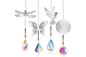 OOSHEON Acchiappasole arcobaleno in cristallo,Cristalli per finestre da appendere,Arcobaleno prisma sfera di cristallo,Cattura sole in cristallo,Cristallo arcobaleno,Prisma arcobaleno (prendisole)