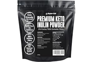 Super Cal Keto Inulin Powder 200g | 95% Fibre / 2% Carbs | Lab Tested Soluble Fibre Supplement | Great Sleep Supplement + Aids Gut Health | Pure Chicory Prebiotics Fiber Supplement - EU Sourced