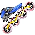 Professional Carbon Fiber Inline Speed Skates Adult for Women and Mens, Outdoor Fitness Skating Roller Skates,Dual Hardness Wheels, 4X110 Wheels Single Row Racing Skates, Blue Black