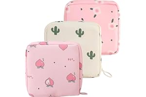 BOTHFOX 3PCS Sanitary Pad Storage Bag, Sanitary Pad Holder, Period Bag, Sanitary Disposal Bags, Sanitary Napkins Bag, Tampon Storage Pouch with Zipper Reusable Sanitary Bags for Women Girls Ladies