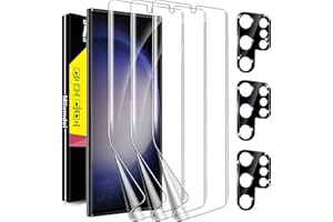 Milomdoi [3+3Pièces] Protection pour Samsung Galaxy S23 Ultra 5G 3 Pièces TPU Protection ecran 3 Pièces Vitre Verre Trempé Protection Camera Objectif Arriere Appareil photo Coque amical Accessoire