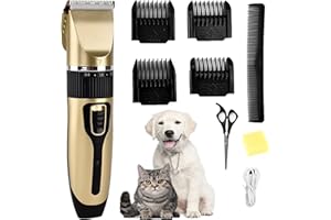 ANSIMIDA Dog Clippers, Cordless Dog Grooming Clippers Low Noise, Rechargeable Pet Hair Trimmer, Professional Dog Grooming Kit with 4 Comb Guides for Dogs Cats & Other Animals-Upgraded Version