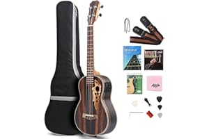Batking Tenor Ukulele for Left Hand, 26 Inch All Blackwood Acoustic Electirc Ukelele Kit with Truss Rod with EQ with Gig Bag,Strap,Nylon String,Electric Tuner,Pick,shaker