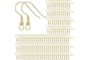 JEYORZY 150 PCS Crochet Boucles D'oreilles, Crochets Fil D'oreille, Crochets de Boucle d'Oreilles, Fermoir Boucles d'oreilles Kit, Crochet Attache Boucles D'oreilles pour Fabrication de Bijoux, or