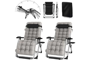 YOIZO Tumbona Plegable 72cm, con cojín, Tumbonas Jardin Eexterior Silla Plegable Ajustable para Patio, jardín, Playa, Piscina, con Almohada, 240kg (2-Gray)