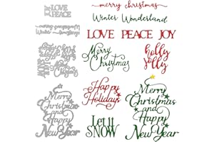 COLOFALLA 10sets Christmas Word Dies for Card Making Merry Christmas Happy Holidays Blessing Words Metal Die Cutting Dies for Cards Paper Crafting Scrapbooking