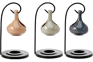 Puckator Eden Teardrop Shape Hanging Oil Burner with Stand -Ceramic -Living Room Accessories - Wax Liquidizer - For Essential Oils - Wax Burners - Scents Melter - Wax Melt Holder - Room Fragrance