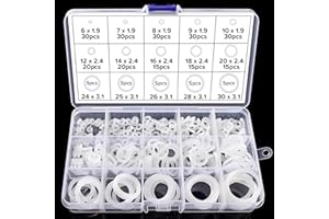 Lyeteung 260 PCS 15 Sizes O-Ring Gasket Kit - Silicone O Ring Assortment Kit, for Plumbing, Auto & More - White