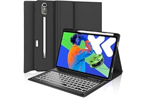 SENGBIRCH Funda con Teclado para Lenovo Idea Tab Pro 12.7" 2025, Español Ñ Bluetooth Inalámbrico Desmontable Retroiluminación Teclado para Lenovo Idea Tab Pro 12.7 Pulgadas 2025 (TB-373FU/TB-375FC), Negro