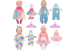WANDERGO Baby Doll Clothes Compatible with Baby New Born Clothes 12-14 Inch Doll, Doll Clothes for 30-35cm Outfits Sweet Baby Doll Outfits ，Four-piece set to fulfill your desires(Not Include Doll)