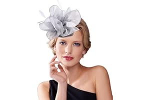 Dodheah Fascinator Cappello Donna Cappelli Cerimonia Piuma Velo Vintage Fascinators Fascia Copricapi Sposa Clip per Matrimonio Eventi Cocktail Ascot