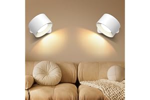 EUJAM Lámpara pared dormitorio ampara led recargable Apliques Pared Interior Control táctil Lámpara de pared LED Interior 10 brillo de 3 colores Focos con mando a distancia (Blanco * 2)