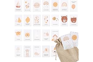 AILUYA 48 Motive 24 Affirmationskarten für Kinder, kleine Motivationskarten mit positiven Sprüchen, beidseitig bedruckt, Mutmachkarten mit Lob für Selbstbewusste Kinder, inkl. Geschenktüte, 10 x 15 cm