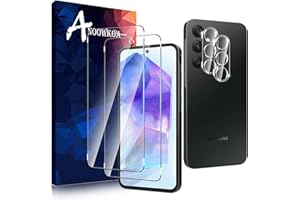Anoowkoa [2+2 sztuki do Samsung Galaxy A55 5G ochraniacze ekranu i osłony obiektywu aparatu, folia ze szkła hartowanego, folia ochronna zapobiegająca odciskom palców