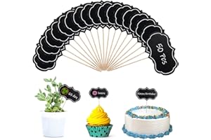 YHSKJCD 50 Stück Mini Holz Tafel Set, Mini Chalkboards Spitzenform Mini Kreidetafeln Set Buffet Namen Preis Schilder Dekotafel Food Signs Message Board Schilder Blackboard für Hochzeit Party