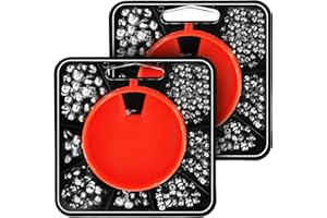 VAKLER 2Pack 148g Fishing Weights Floats, Non Toxic Split Shot 7 Division No2, No4, No6, No8, BB, AAA, SSG Fishing Sinkers Drop Shot Weights Carp Coarse Fishing Accessories for Freshwater & Saltwater Angling