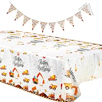 Lot De 4 Nappes Jetables Thème Chantier - 130x220 Cm - Décoration Fête Enfant