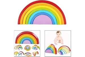DMZK Arc-en-Ciel Jouet, Éducatif Jouet Créatif Jeux de Construction en Bois Arc-en-Ciel Jouet pour Enfants