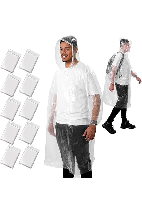 ANYOO Poncho Impermeabile Usa E Getta - Trasparente, Taglia Unica, Per Pioggia, Eventi, Emergenza - Foto 12