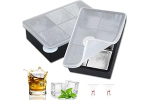 Gucass 2-pack iskubsbrickor i silikon med lock, 5 cm, 6 fack, stora fyrkantiga iskubsbrickor, BPA-fri iskubsbricka för whisky, cocktails, vin, frukt, choklad