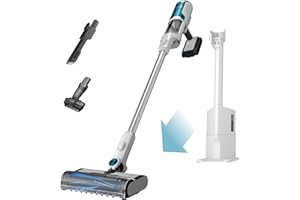 Shark Clean & Empty – Lightweight Cordless Vacuum Cleaner with HEPA Filter, Portable, Rechargeable, Auto-Empty System, Stick Vacuum for Pet Hair, Carpets & Hardfloor, White, BU3521ME, 5 Years Warranty