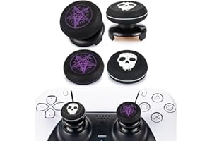 Playrealm FPS Thumbstick Extender & 3D Textur Gummi Silikon Griffabdeckung Thumb Grip Aufsätze 4 für PS5 Dualsenese & PS4 Controller(Geist Weiß+Teufel Lila)