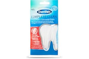 ‎DENTEK DenTek Complete Clean Zahnseide Sticks (40 Stk.) – Zahnsticks mit Minzgeschmack – Für Zahnzwischenräume – Flosser mit Zungenschaber und Zahnstocher für frischen Atem und Zahngesundheit