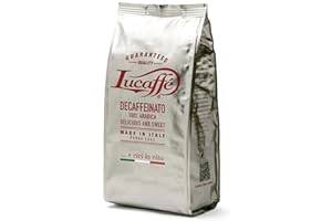 LUCAFFÉ Lucaffè - Caffè in Grani Decaffeinato 700 Gr | Caffè in Chicchi Interi da macinare per Espresso senza caffeina | Tostatura Scura | Gusto Dolce e Fruttato, Cremoso | Aroma Intenso