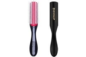 Denman Curly Hairbrush D14 (Black) 5 Row Styling Brush for Detangling, Separating, Shaping and Defining Curls, Fringes & Bangs - For Women and Men