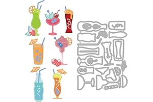 GLOBLELAND Drinks Metal Cutting Dies Wine Glass Cutting Dies Embossing Cocktail Cola Die Cuts Stencil for DIY Scrapbooking Holiday Card Making Album Decorative
