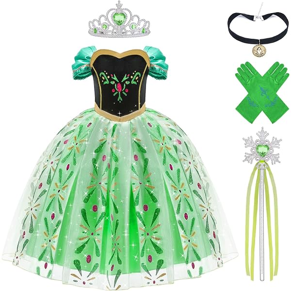 Eiskönigin Anna Kostüm Für Mädchen – Kleid, Umhang, Diadem & Zauberstab | Größe 100-150 Cm | Frozen Cosplay