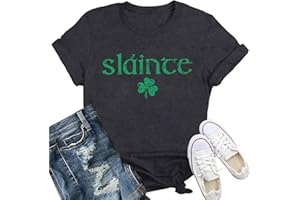 Qskall St Patricks Day T Shirt for Women St Patrick's Day Shirts Irish Shamrock Tee Top