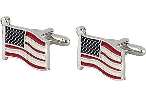 SHIPITNOW Manschettenknöpfe USA-Flagge – Originelle Manschettenknöpfe, Farben der US-Flagge, Stars and Stripes – amerikanisches Accessoire oder Kostüm, Hemd, Kostümjacke, Rot, Weiß, Blau, One size