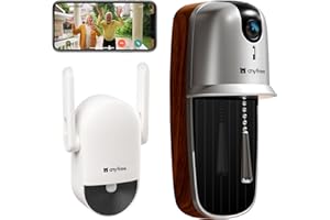 ANYFREE Sonnette sans fil avec Camera,1080P HDR Sonnette Wifi avec camera sans fil 2.4/5GHz,Et alimenté à l'énergie solaire,Détection Humaine PIR,Vision Nocturne,Audio Bidirectionnel,Installation Facile