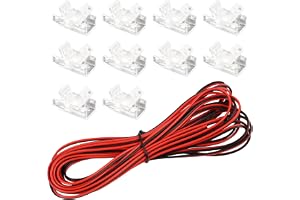 10 st 2-stifts 8 mm COB LED-remskontakter, sålda med 5 m förlängningskabel 22 AWG lödfritt snabbanslutningssystem för vattent