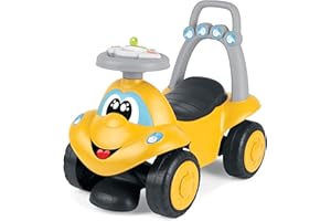 Chicco Billy Walk&Ride Eco+, First Steps, 2-in-1 Walker and Driving Device, Easy Assembly, Ergonomic Handlebars, Wide Wheels, with Sounds and Driving Light, Recycled Plastic, 12-36 Months, Yellow