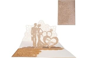 ENLACE Kartka ślubna 3D z życzeniami 3D, z kopertą, zaproszenie ślubne, kartka z życzeniami na ślub, urodziny, Walentynki, różowe złoto