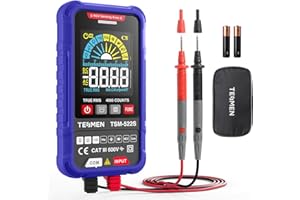 TESMEN TSM-522S Multimetro Digitale, Tester Elettricista TRMS 4000 Conta, Voltmetro Misura Tensione AC/DC, NCV, Diodi, Capacità, Resistenza, Continuità, Frequenza e Filo Sotto Tensione - Blu