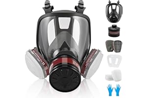 faburo Maschera di Respiratore Integrale Riutilizzabile, Maschera Antigas Maschera Antipolvere Professionali con Filtri a Carbone Attivo per Verniciatura Saldatura Smerigliatura