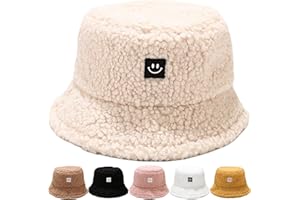 DURINM Damen Fischerhut Winter Pelzig Fischerhut Bucket Hat Winter Wärmer Eimer Hut Flauschige Fischermütze für Damen Mädchen