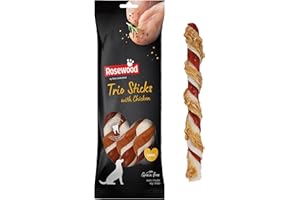 Rosewood Large Trio Sticks for Dogs - Made with Chicken, Grain Free Chews, High Protein Dog Treats, By Pets Unlimited (3pc, 240g)