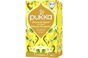 ‎PUKKA Pukka | Bio Gewürzteemischung "Zitrone & Ingwer mit feiner Manuka-Honignote" | Wärme dich auf und mache es dir gemütlich mit diesem Tee | 1er Pack | 20 Teebeutel