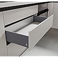 LAPO Tandem Box Drawer for Kitchen, Soft Close Tandem Drawer Box for Modular Kitchen Tandem Basket-Load Capacity 45 Kg (550mm/22 - Height-6") (Grey)