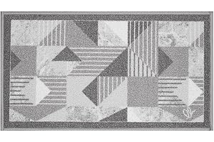 OLIVO TAPPETI OLIVO.shop | NEW SMILE ELEGANT Tappeto passatoia da cucina geometrico, antiscivolo e lavabile in lavatrice, passatoia cucina moderna vari colori e misure (50x100 cm, GRIGIO)