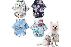 YANMUCY 4 pezzi Camicie estive per cani e gatti Camicie floreali stampate albero di cocco Camicie stile hawaiano Camicia da spiaggia per cuccioli Abbigliamento Abbigliamento per animali domestici L