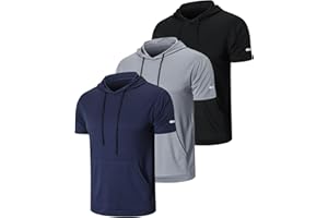HUAKANG 3 Piezas Camiseta Deporte Hombre Camisetas Manga Corta Hombre de Secado Rápido para Gimnasio Running Fitness